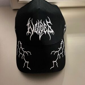 YoungLA Black Cap with White Lightning Design